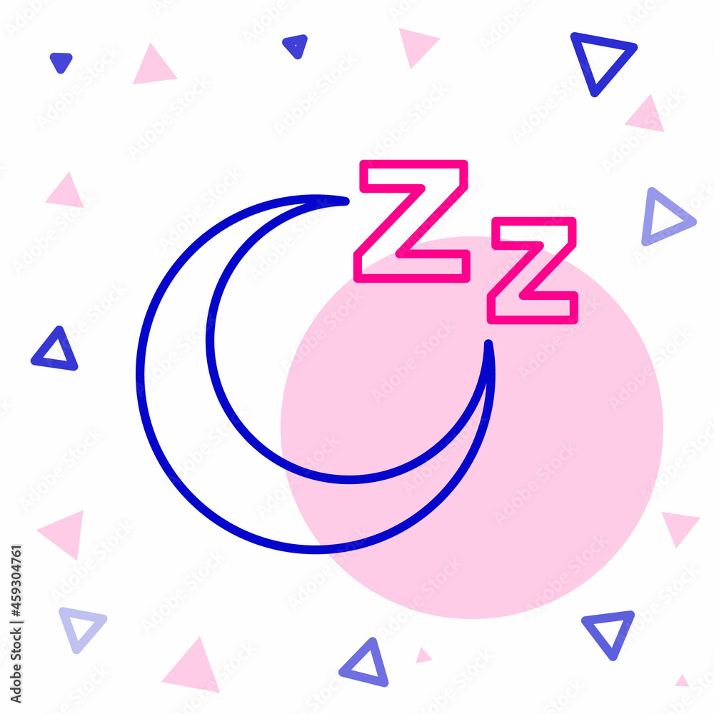 Line Time to sleep icon isolated on white background. Sleepy zzz. Healthy lifestyle. Colorful outlin