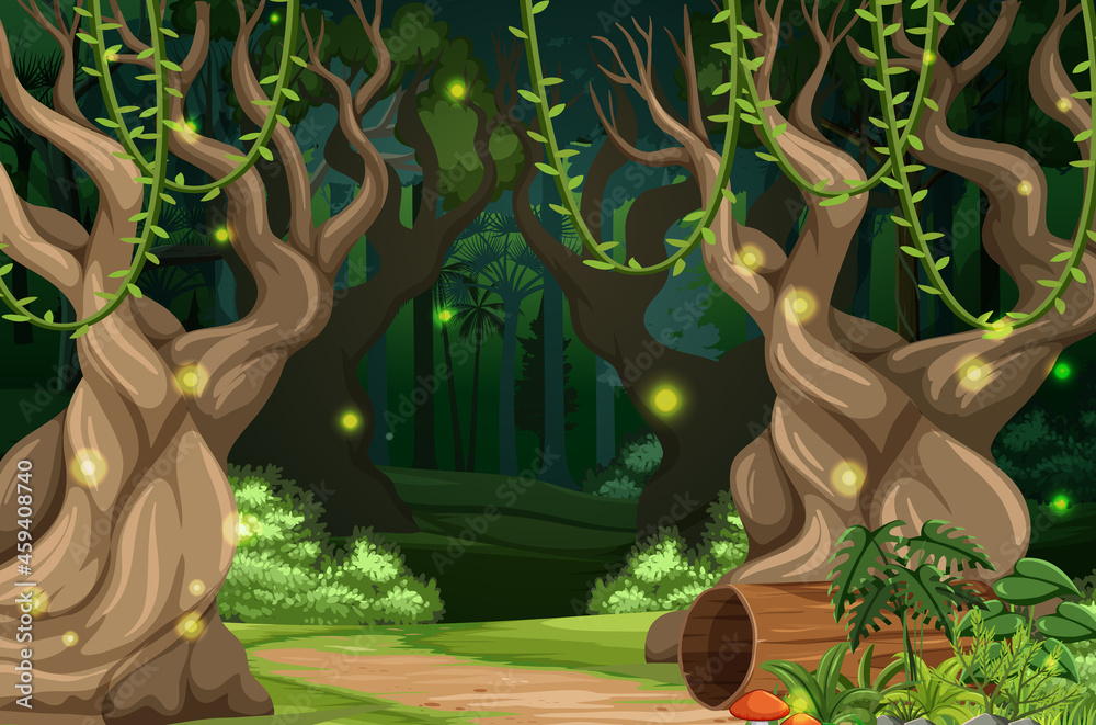 Enchanted forest landscape background