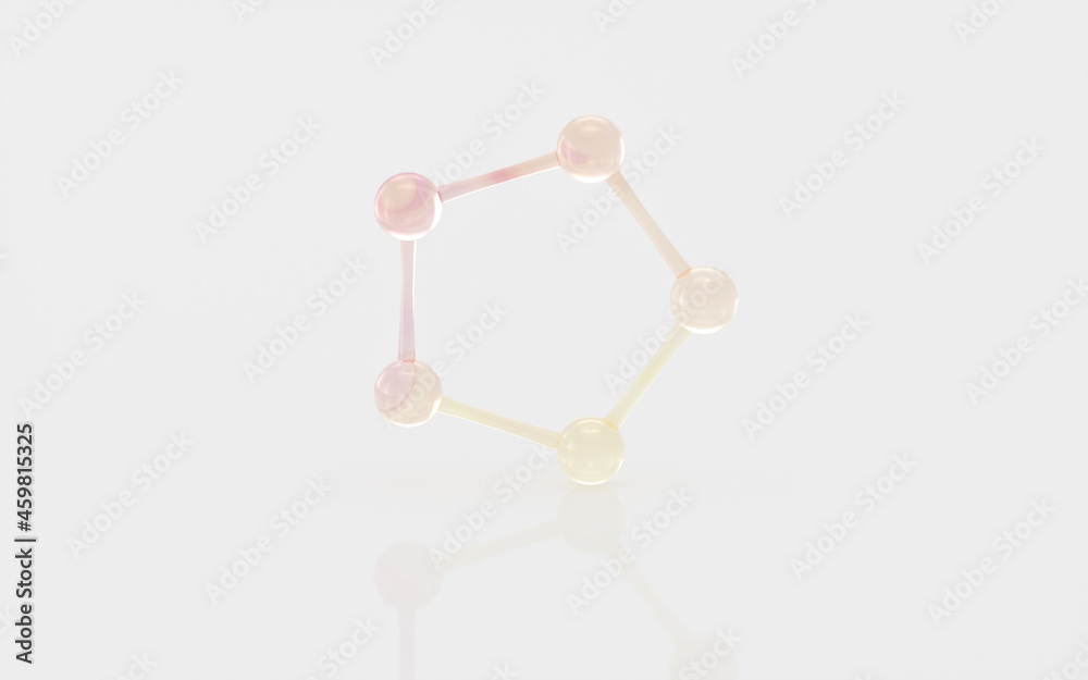 白色背景的渐变分子，三维渲染。