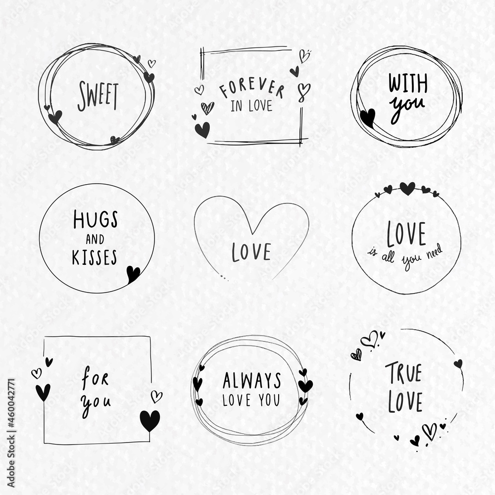 Doodle love frame collection vector