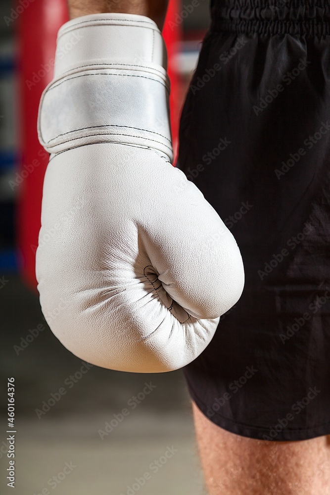 man wearing a bloxing glove