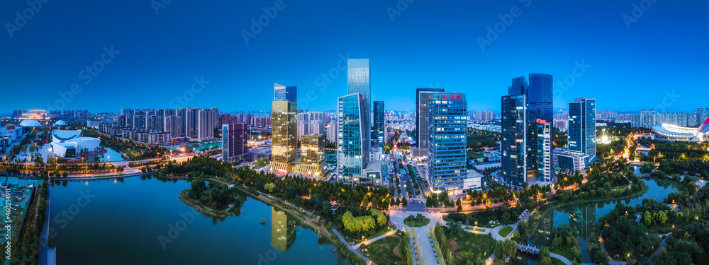 Aerial photography of modern urban architectural landscape in Zibo, China