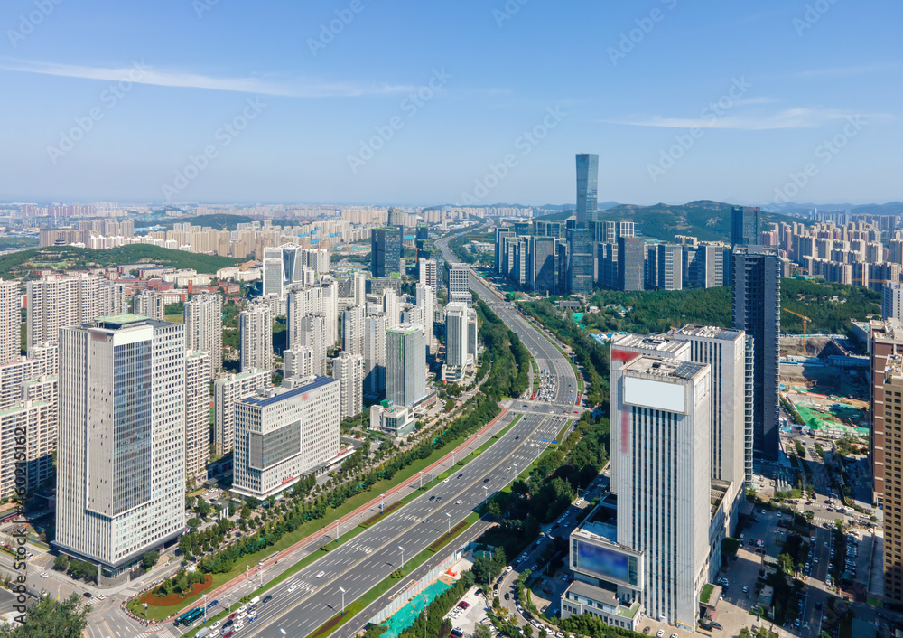 Aerial photography of modern urban architectural landscape of Jinan, China