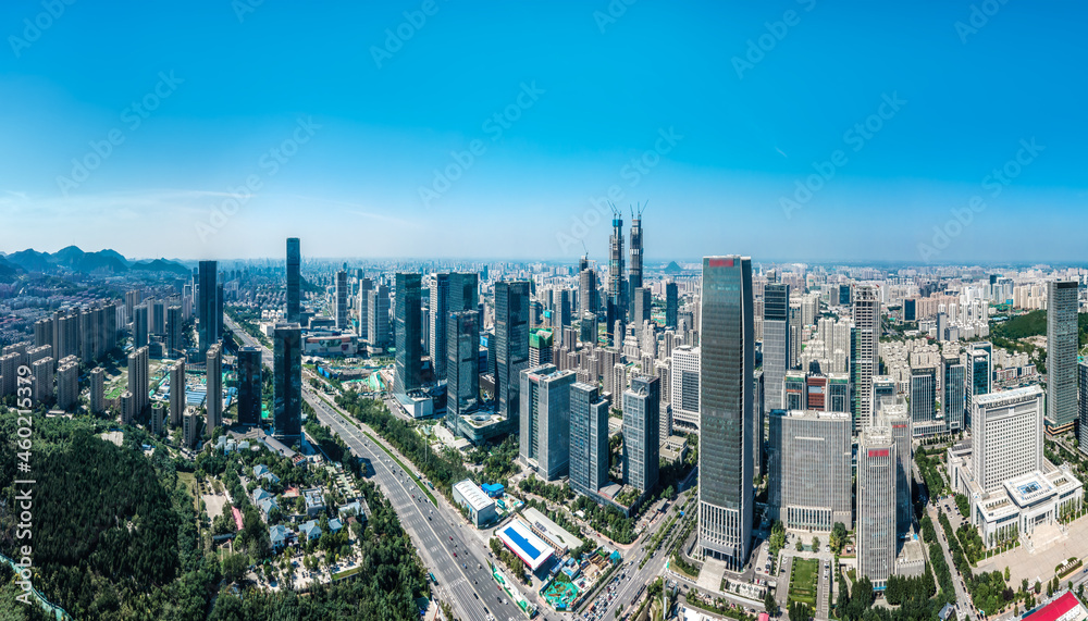 Aerial photography of modern urban architectural landscape of Jinan, China