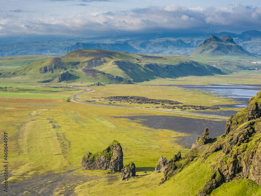 View from Dyrhólaey Viewpoint at southern Iceland coast