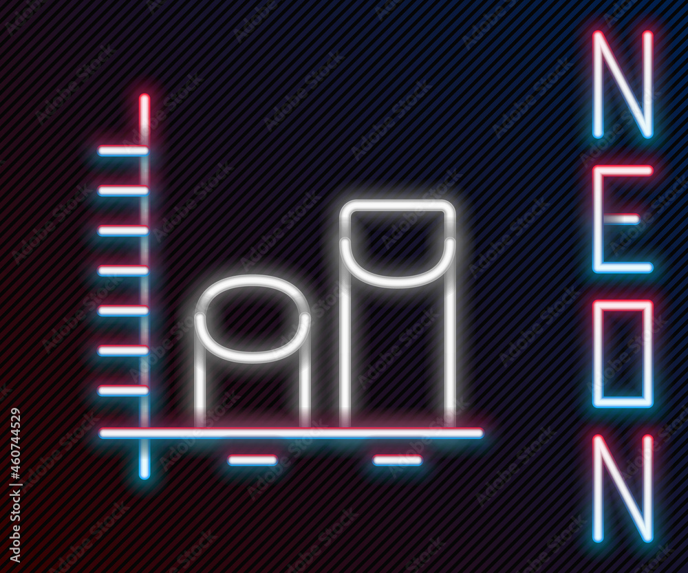 Glowing neon line Data analysis icon isolated on black background. Colorful outline concept. Vector