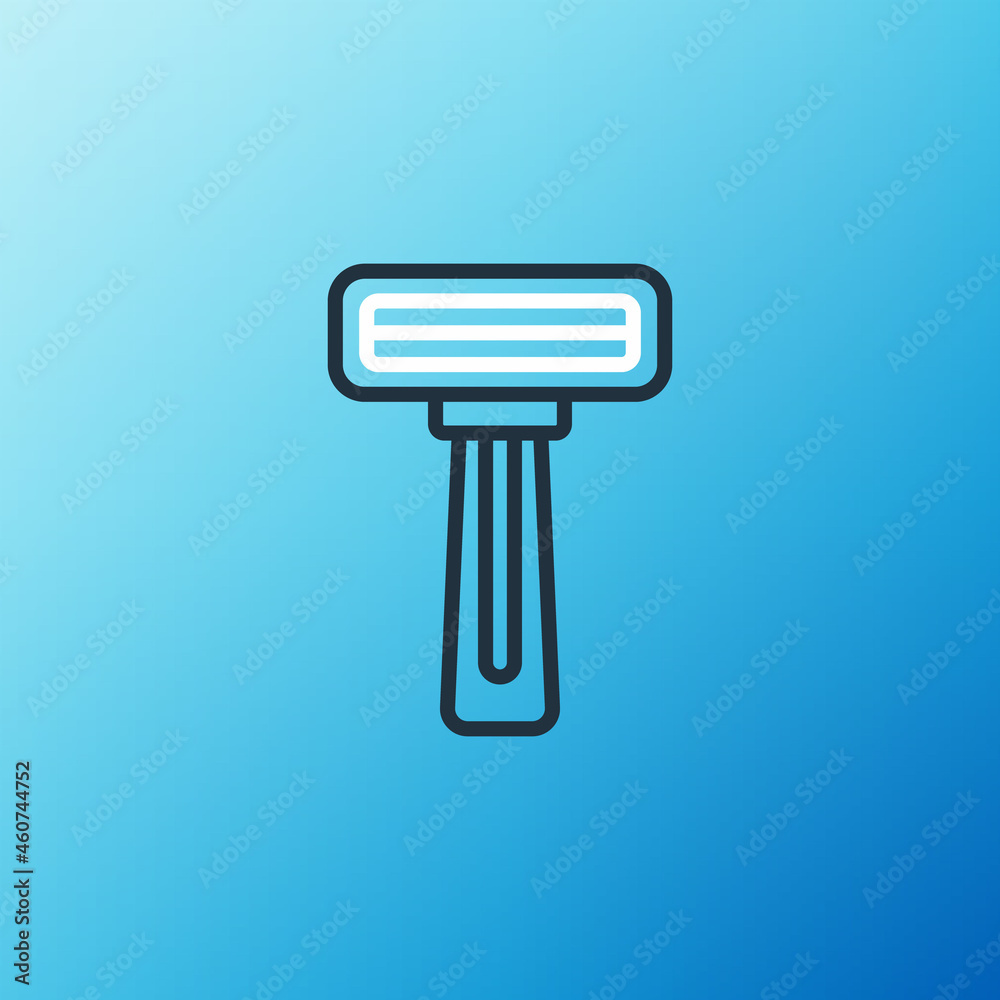 Line Shaving razor icon isolated on blue background. Colorful outline concept. Vector