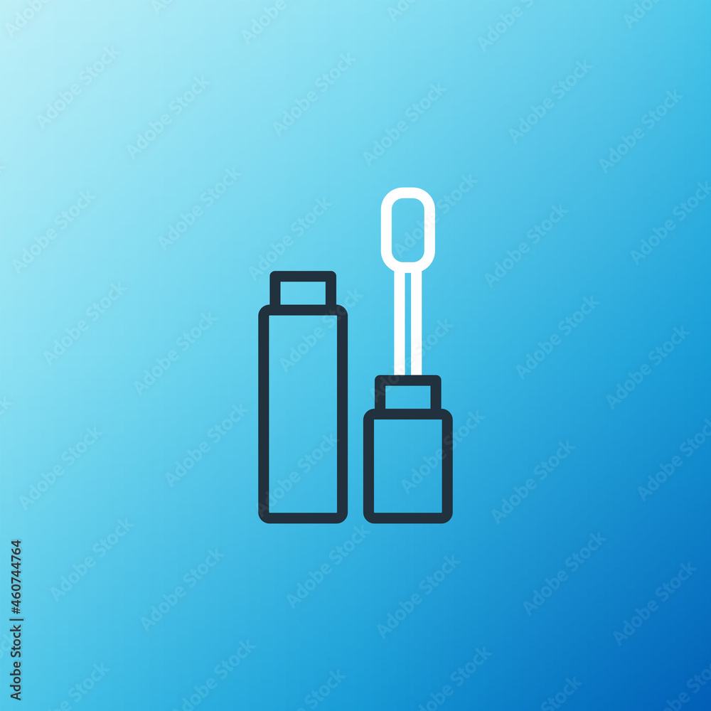 Line Mascara brush icon isolated on blue background. Colorful outline concept. Vector