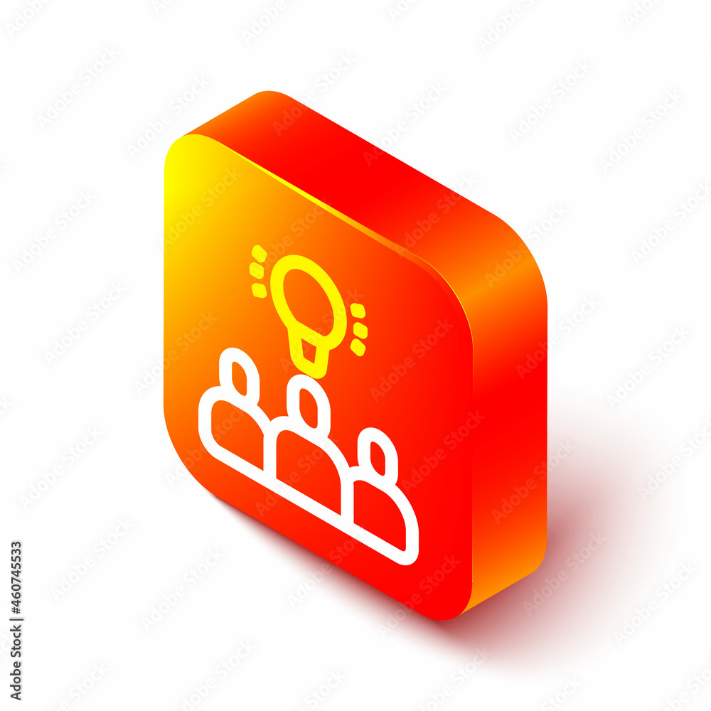 Isometric line Project team base icon isolated on white background. Business analysis and planning, 