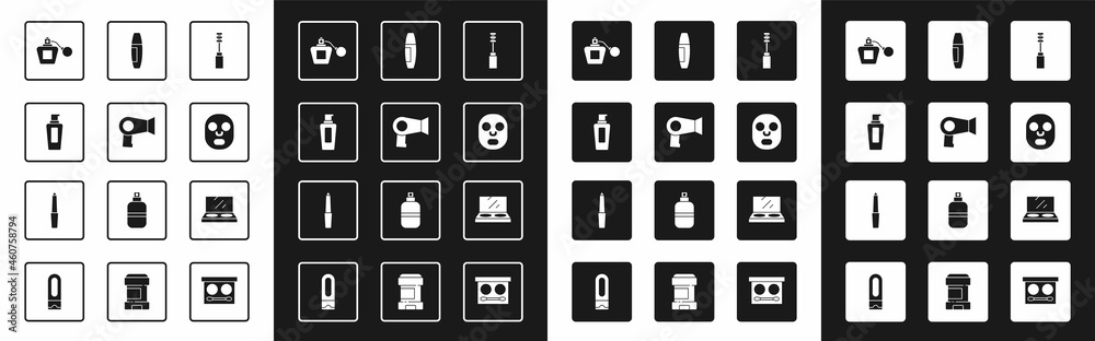 套装睫毛刷、吹风机、洗发水瓶、香水、面膜、化妆粉