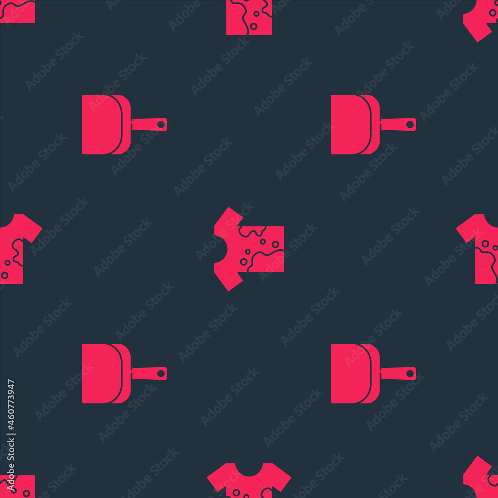 Set Dustpan and Dirty t-shirt on seamless pattern. Vector