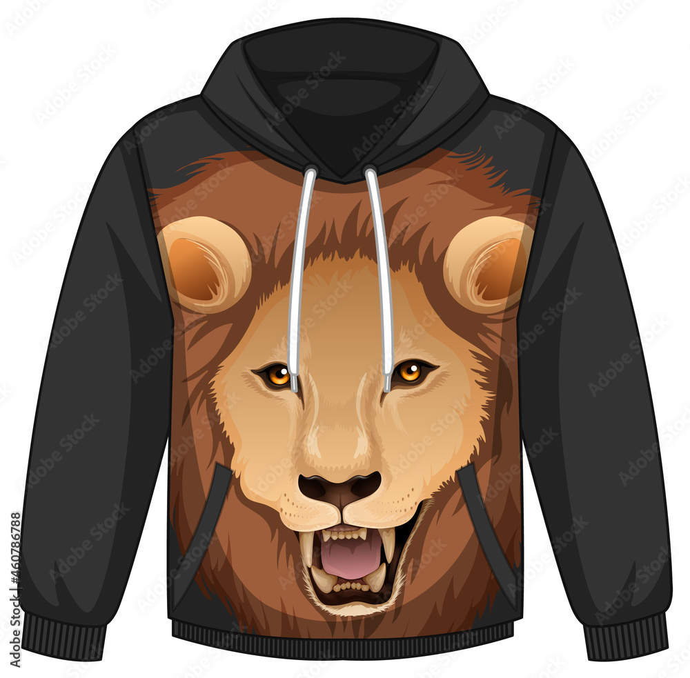 Front of hoodie sweater with lion pattern