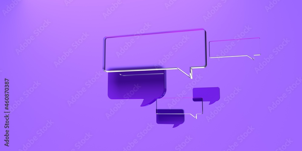 Floating speech bubbles on a colored background - 3D render illustration