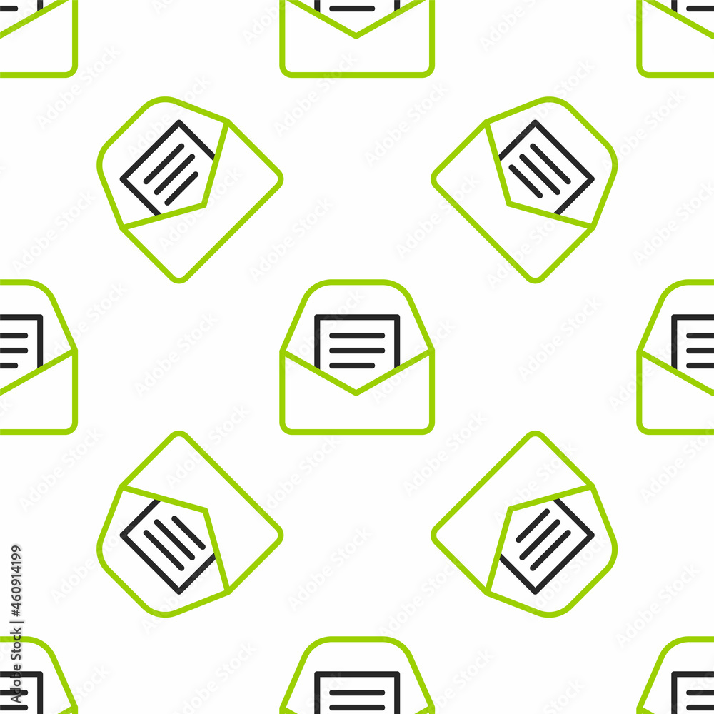 Line Mail and e-mail icon isolated seamless pattern on white background. Envelope symbol e-mail. Ema