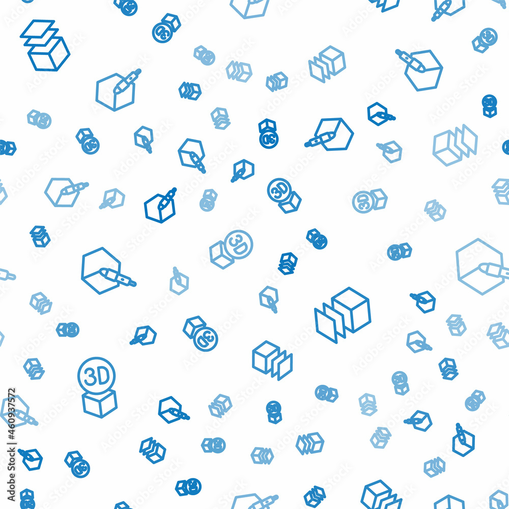 Set line Isometric cube, Layers and 3d pen tool on seamless pattern. Vector