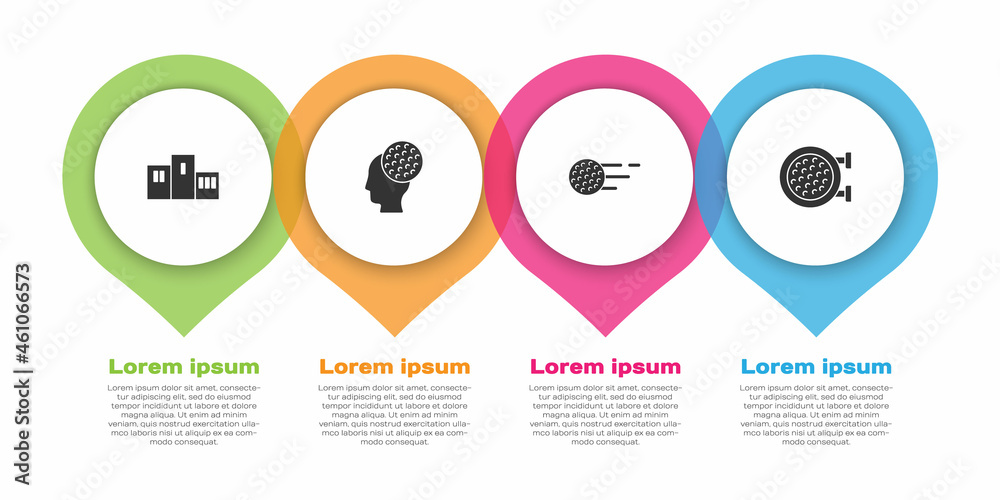 Set Award over sports winner podium, Golf ball, and club. Business infographic template. Vector