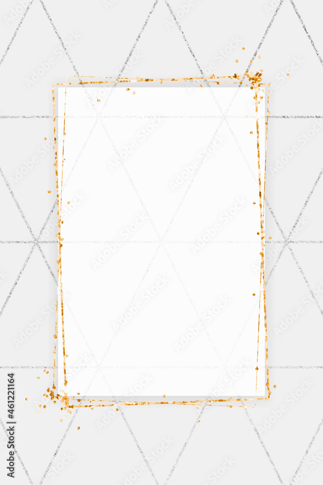 Gold glittery rectangle frame vector