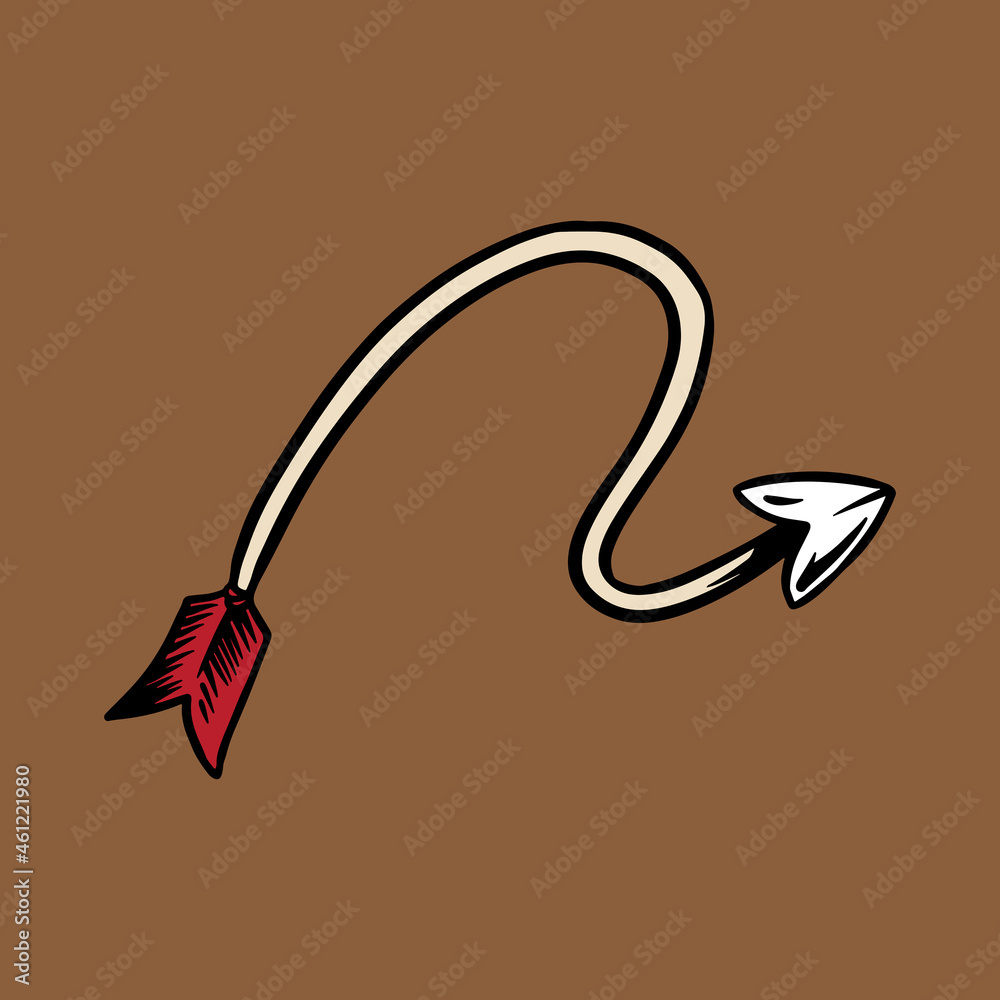 Pop art bent arrow sticker on a brown background vector