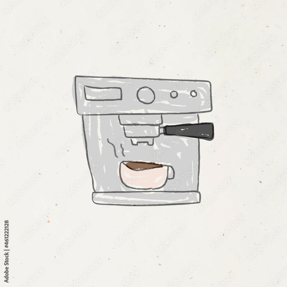 Doodle style coffee machine vector