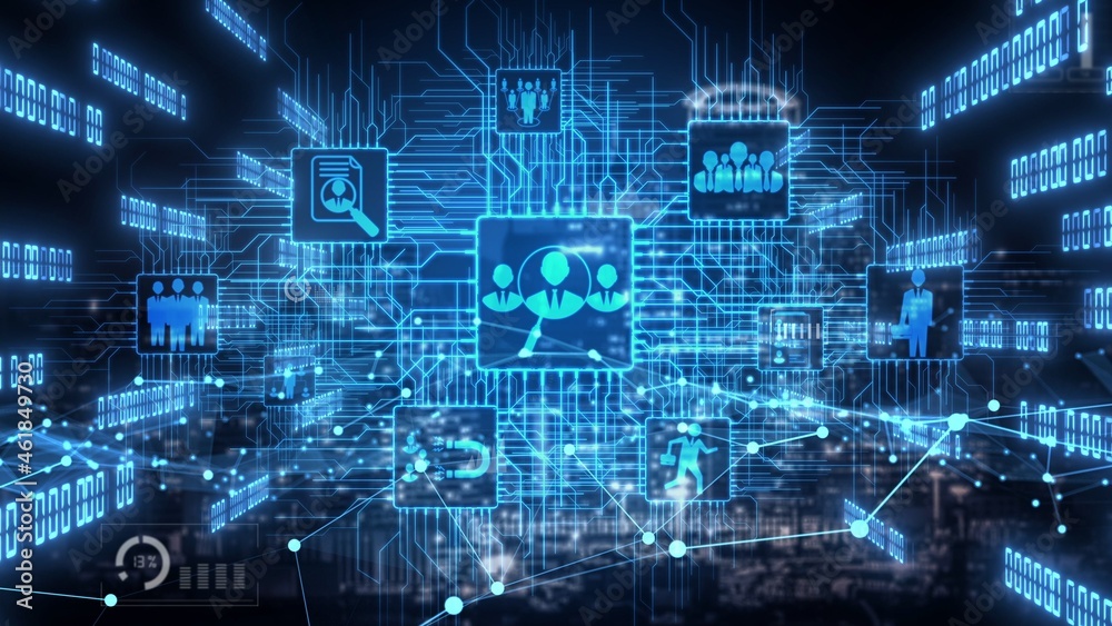 Human Resources Recruitment and People Networking conceptual . Modern graphic interface showing prof