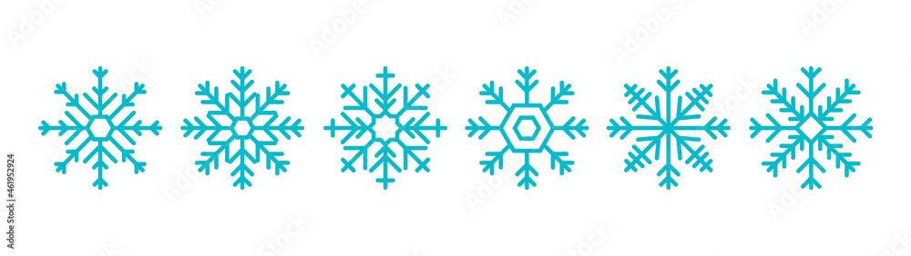 Snowflakes big set icons. Flake crystal silhouette collection. Happy new year, xmas, christmas. Snow