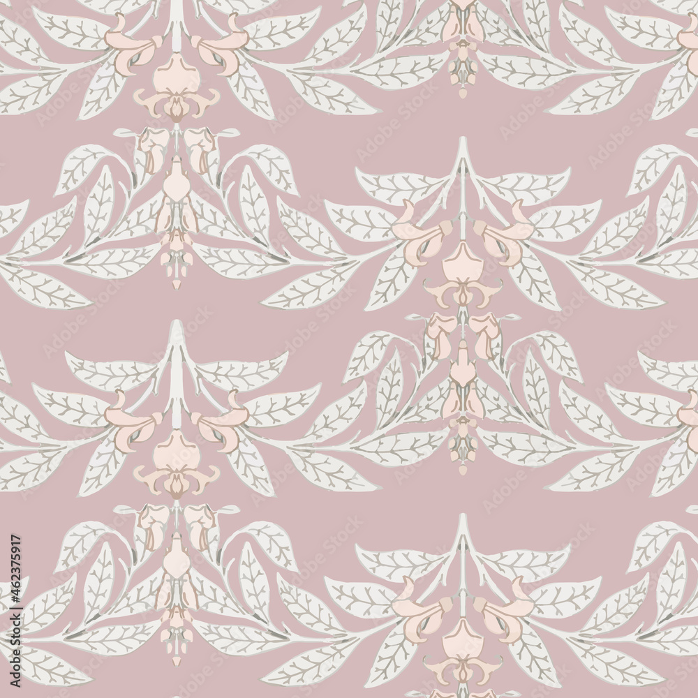 Art nouveau wisteria flower vector pattern design resource