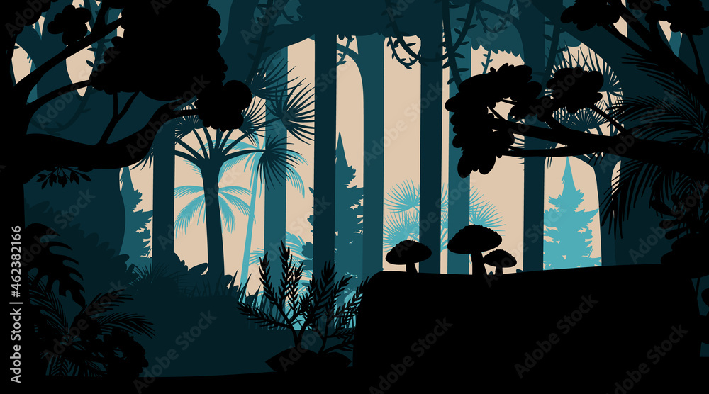 Silhouette forest landscape background