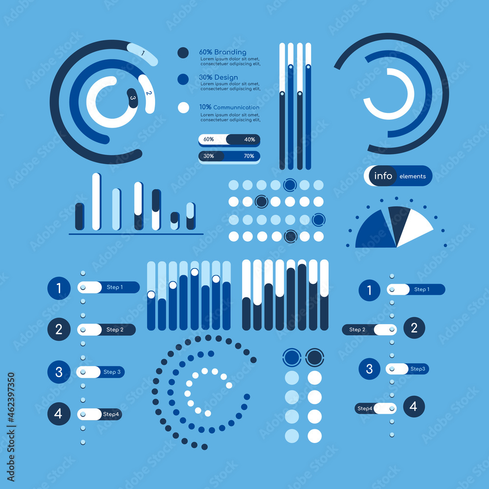 蓝色信息图形设计元素矢量集合