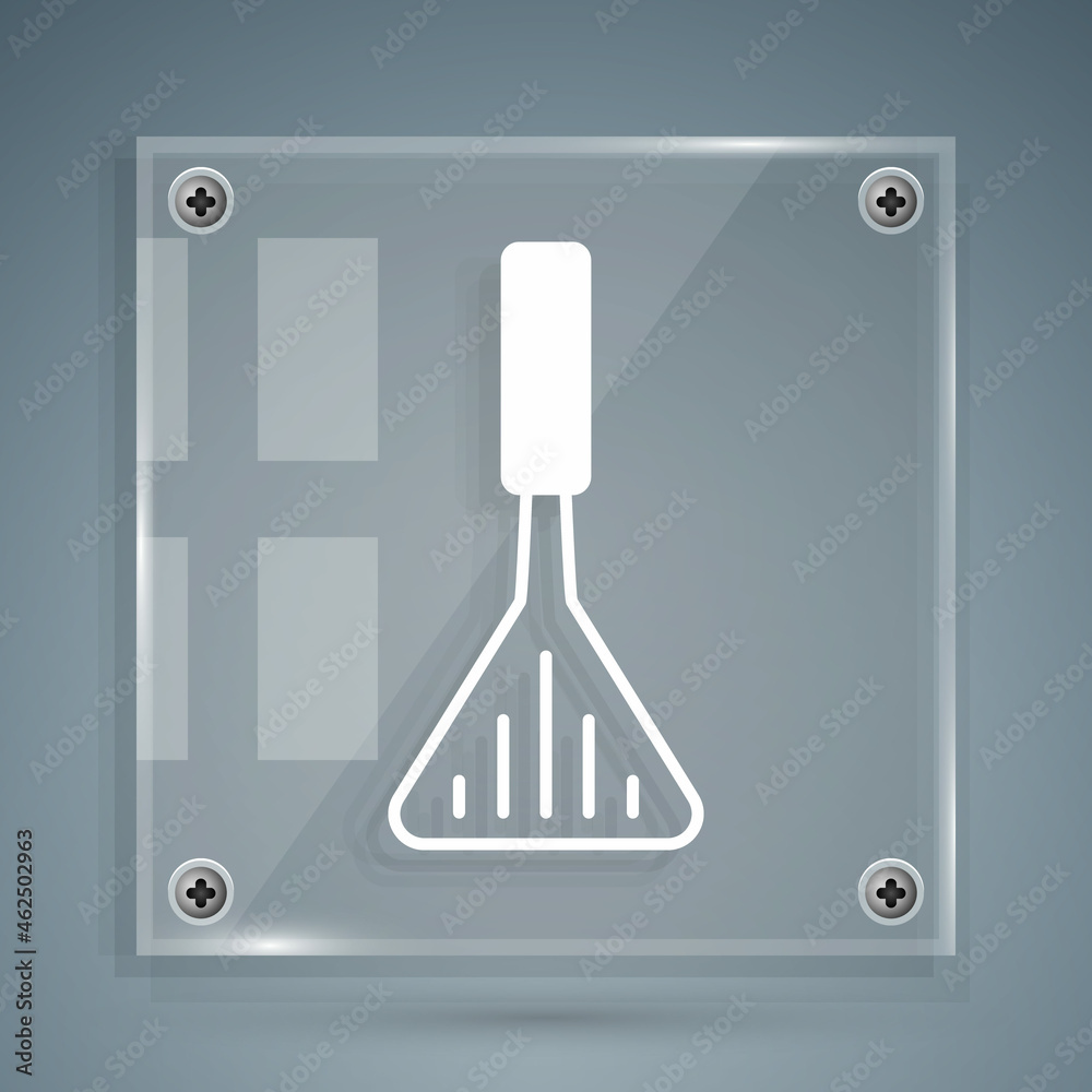 White Barbecue spatula icon isolated on grey background. Kitchen spatula icon. BBQ spatula sign. Bar