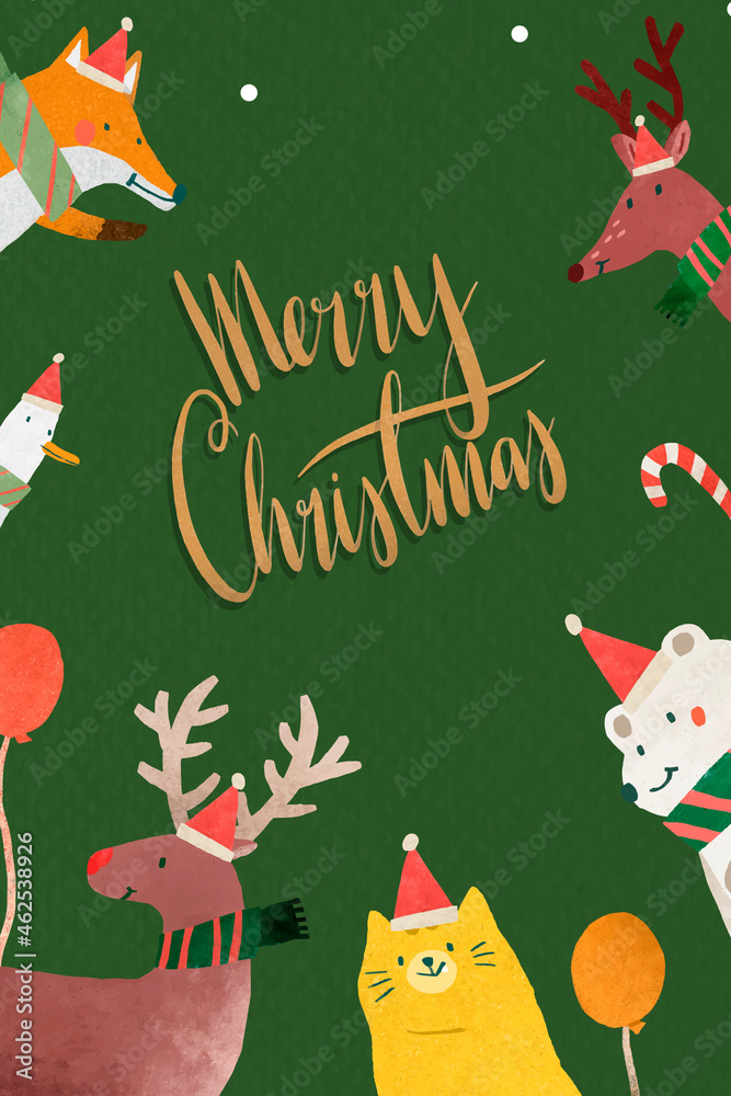 Green Christmas greeting card vector