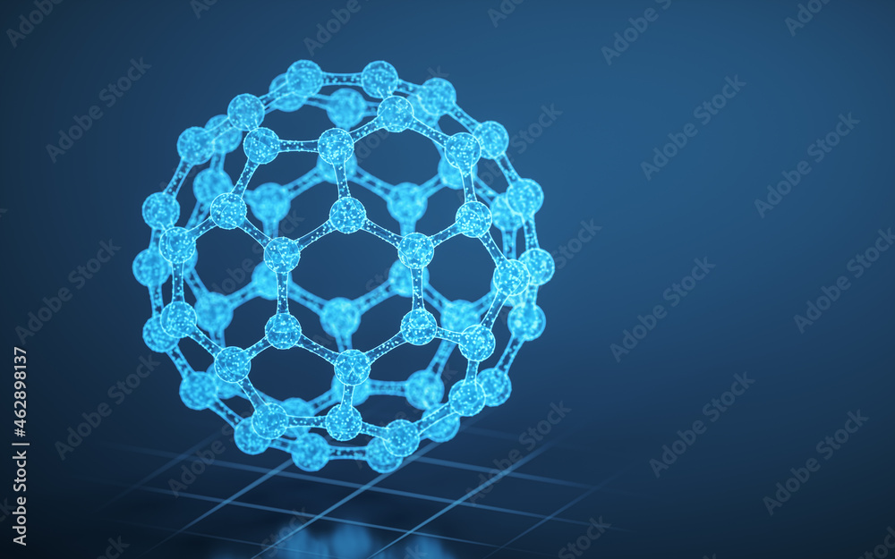 The molecular structure of the blue lines, 3d rendering.