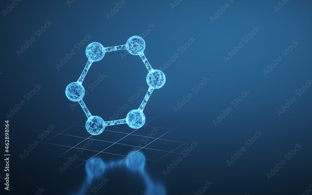 The molecular structure of the blue lines, 3d rendering.