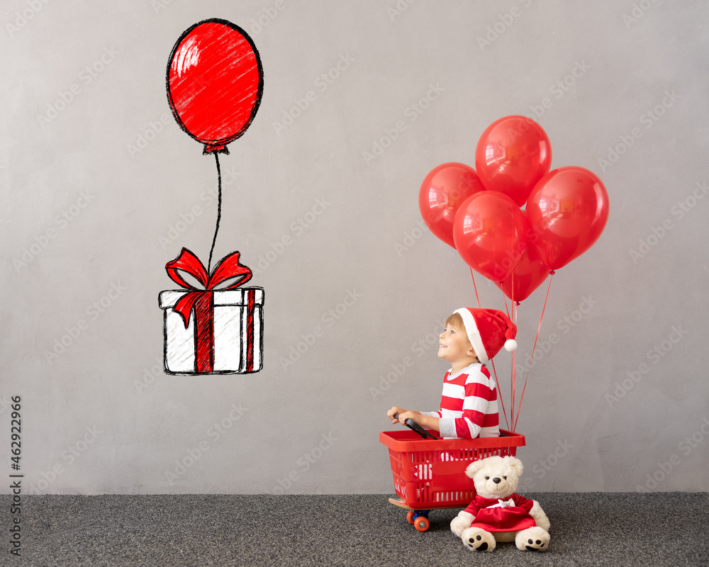 Portrait of happy child wearing Christmas costume