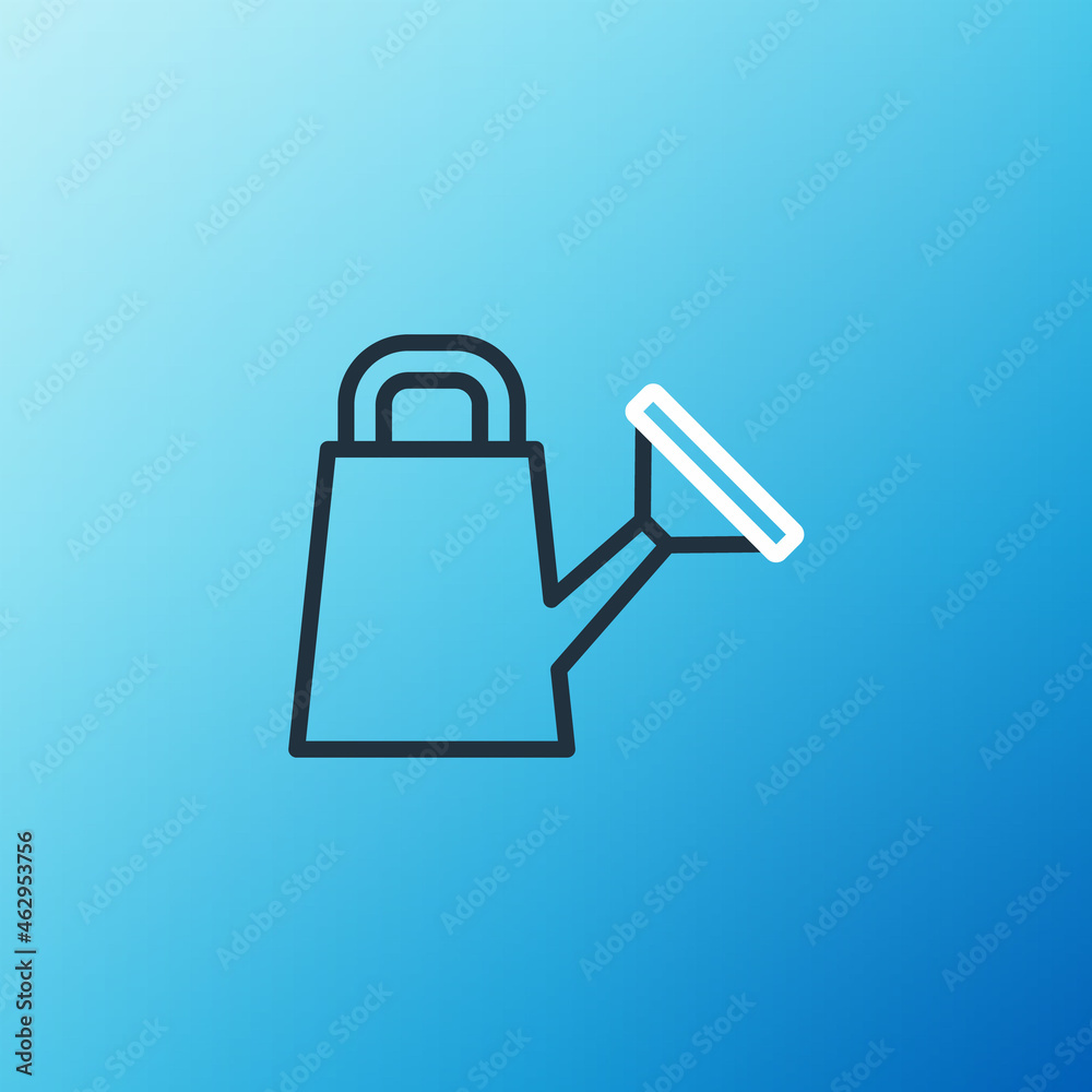 Line Watering can icon isolated on blue background.灌溉符号。彩色轮廓概念。Vec