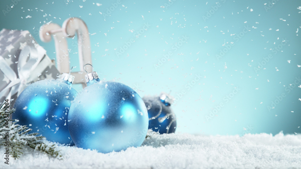 Christmas balls isolated on colored background