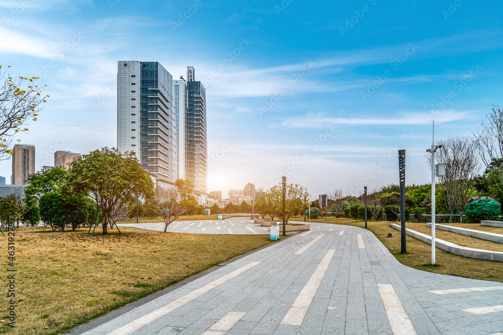 Fuzhou city square and modern buildings