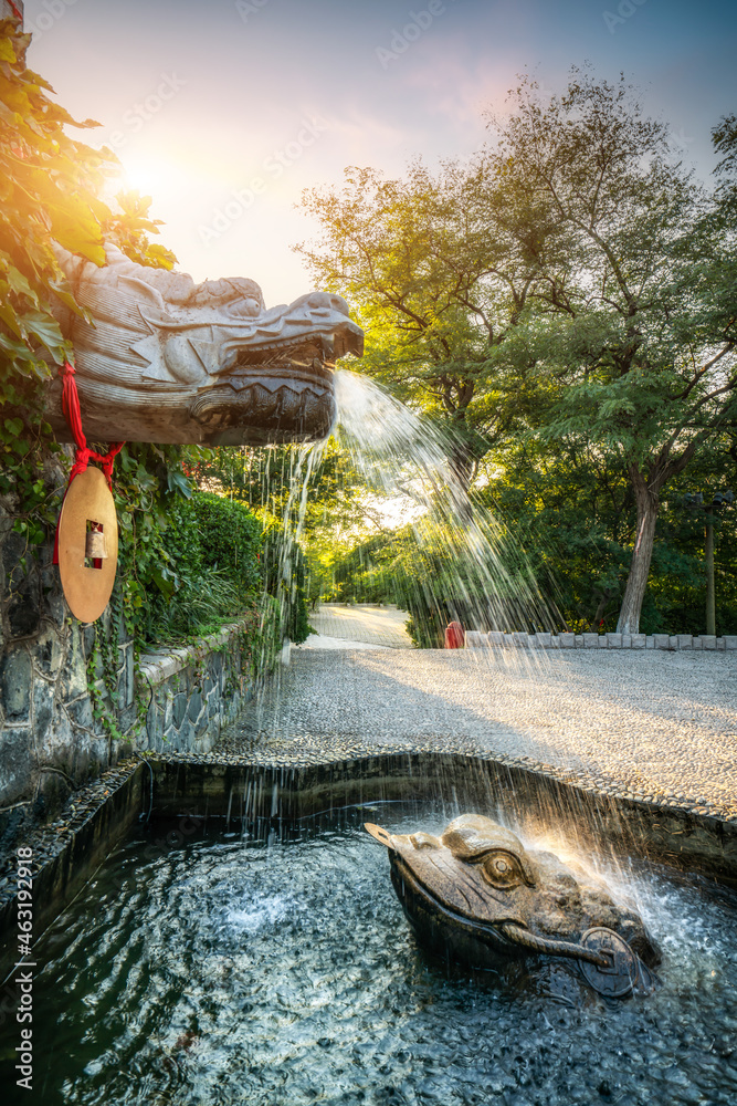 石雕龙喷水景观