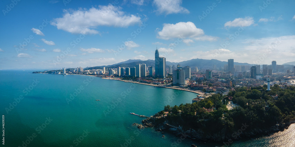 Aerial photography of the architectural landscape of Yantai City