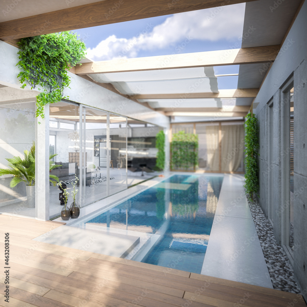 Luxury Residential Villa Terrace Design - 3d visualization