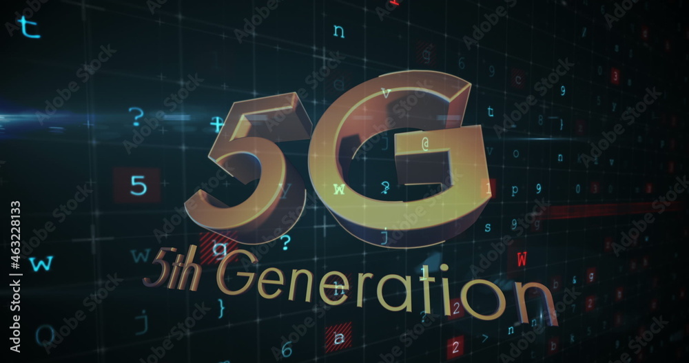 背景中的5g第五代文本超过网络攻击警告文本的图像