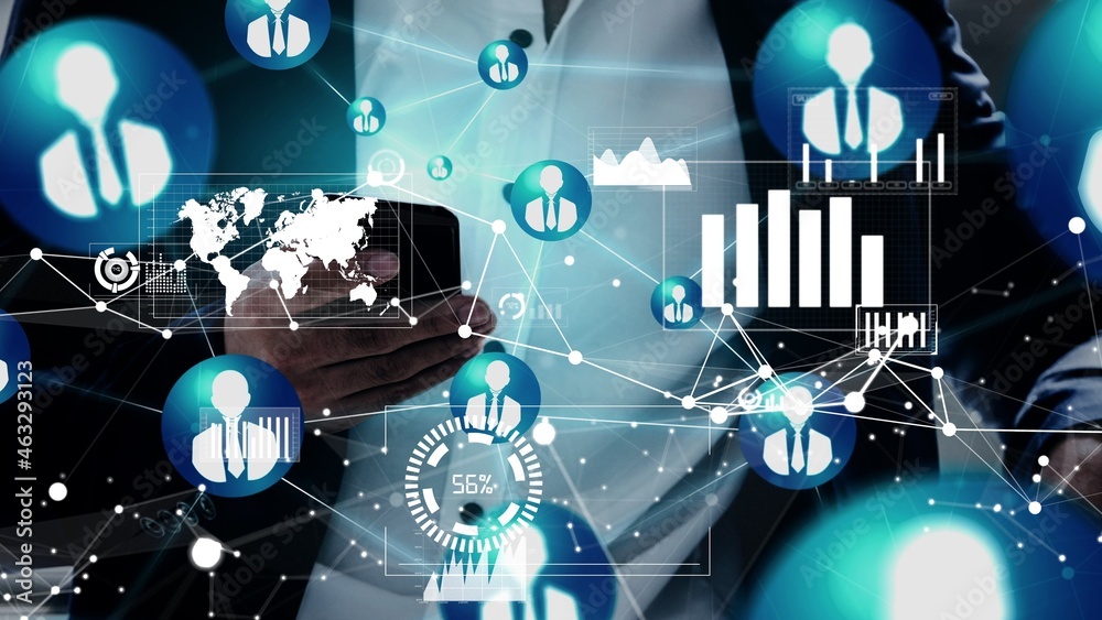 Human Resources Recruitment and People Networking conceptual . Modern graphic interface showing prof