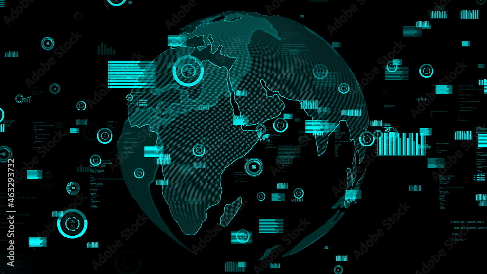 Smart business data analytic technology visualiser abstract . Future global software analyze financi