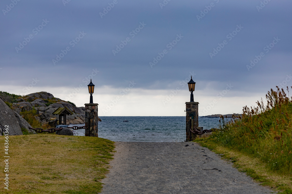 gateway to the sea. The road down to the sea goes through a very old wall with a beautiful gate