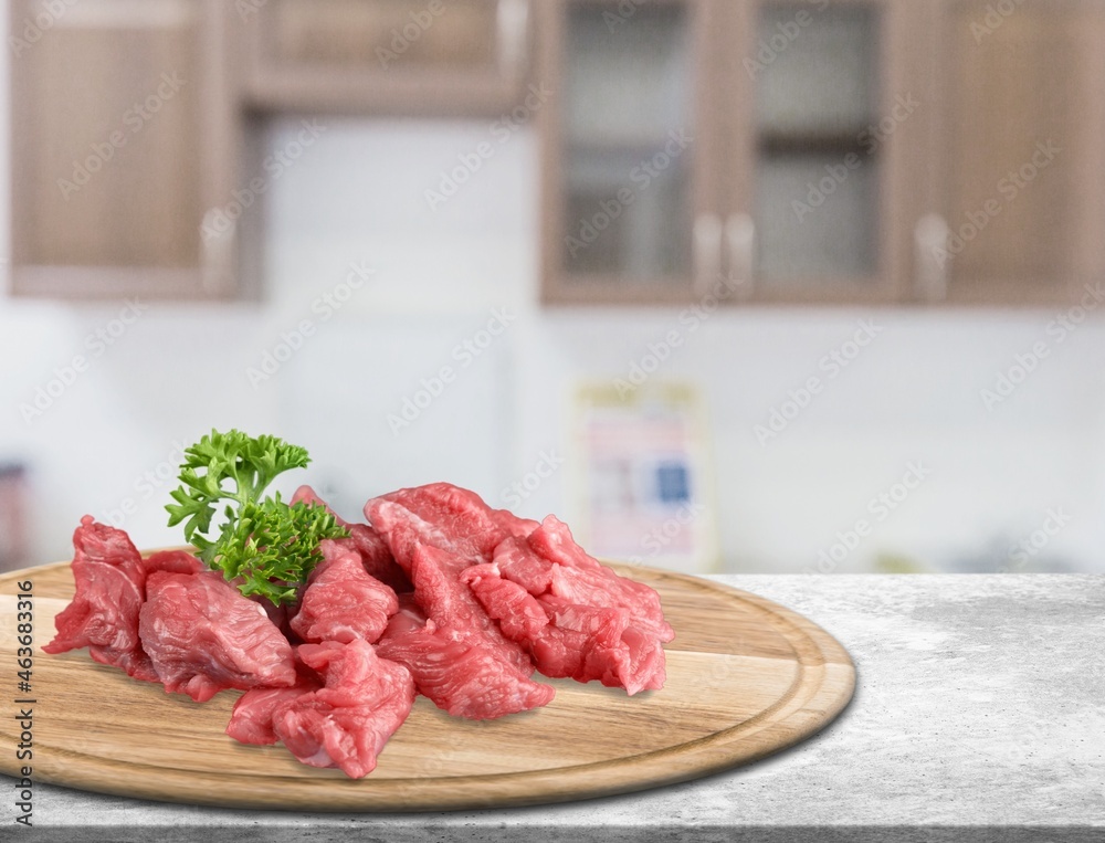 Fresh raw meat beef on the desk