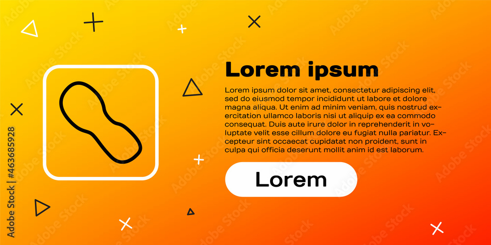 线条人类足迹鞋图标隔离在黄色背景上。鞋底。彩色轮廓概念