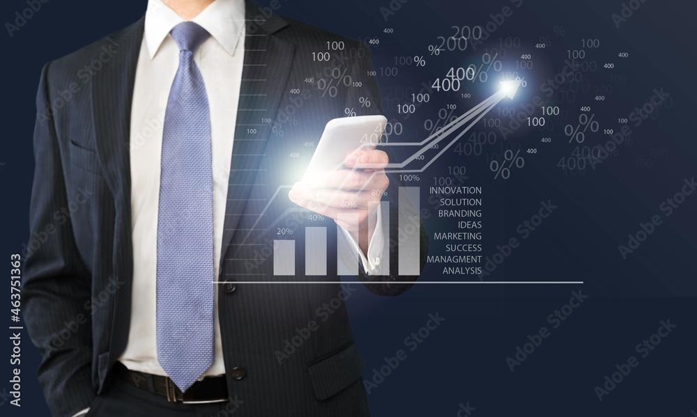 Business analysis, trading concept, Businessman, finance analyst analyzing financial graph,