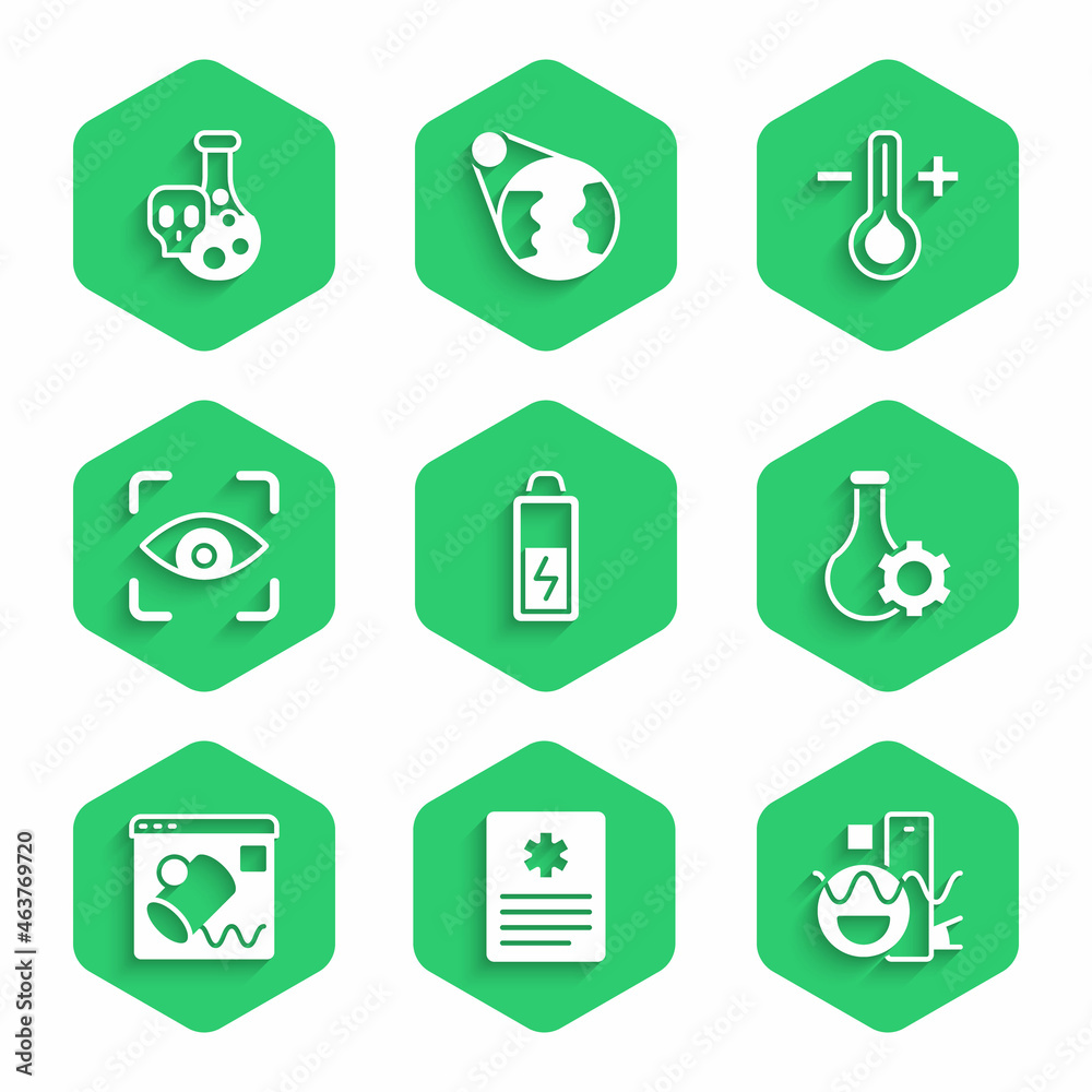 Set Battery, Patient record, Basic geometric shapes, Test tube, Data visualisation, Eye scan, Thermo