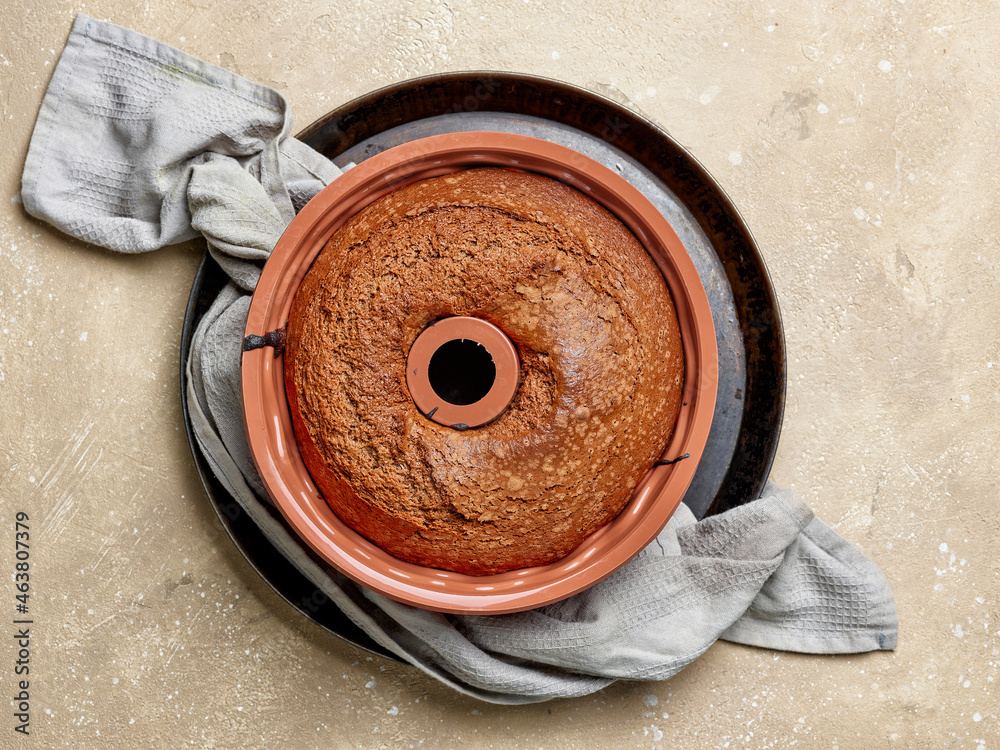 freshly baked chocolate cake