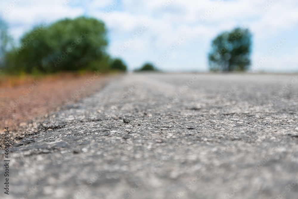 带道路的夏日绿色乡村自然景观