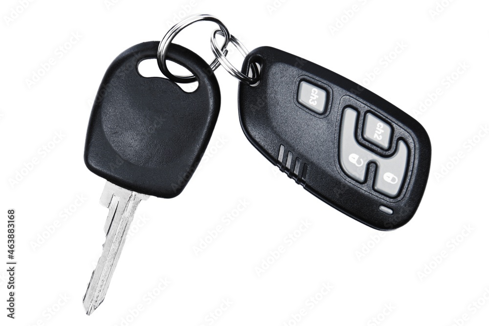 Car Keys and Remote on White with Clipping Path